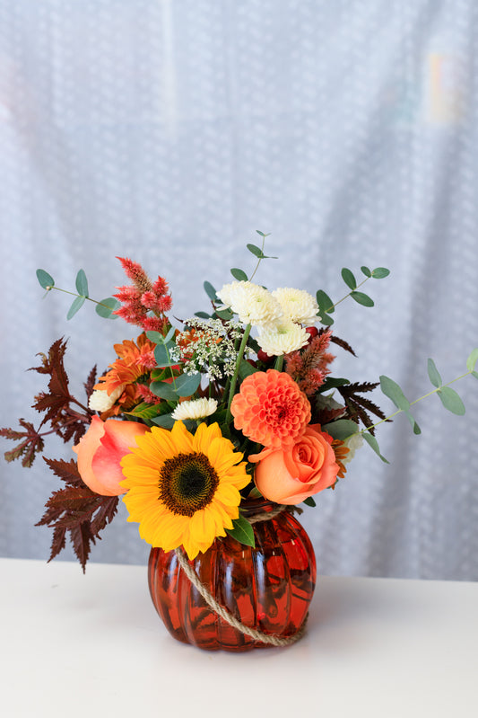 Glass Pumpkin Arrangement